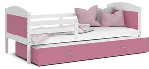 Dětská postel s přistýlkou MATTEO 2 - 190x80 cm - růžovo-bílá