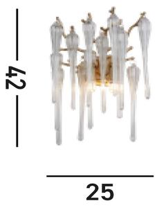 Searchlight Nástěnné světlo Heritage, šířka 25 cm, zlatá barva/čiré sklo, stmívatelný, Čirá / transparetní, Obývací pokoj / jídelna, Sklo