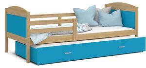 Dětská postel s přistýlkou MATTEO 2 - 200x90 cm - modrá/borovice