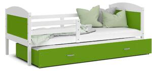 Dětská postel s přistýlkou MATTEO 2 - 190x80 cm - zeleno-bílá