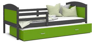 Dětská postel s přistýlkou MATTEO 2 - 190x80 cm - zeleno-šedá