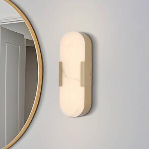 Searchlight LED koupelnové světlo nástěnné Opaline, výška 35 cm, zlatá barva, kov/pryskyřice, stmívatelný, Mosaz / zlato, Koupelna, kov