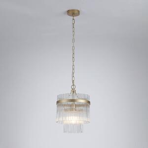 Searchlight Závěsné světlo Lara, Ø 26 cm, zlatá/čirá, sklo/kov, stmívatelný, Mosaz / zlato, Obývací pokoj / jídelna, Sklo