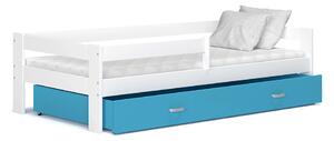 Dětská postel se šuplíkem HUGO V - 160x80 cm - modro-bílá