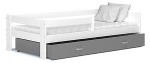 Dětská postel se šuplíkem HUGO V - 160x80 cm - šedo-bílá