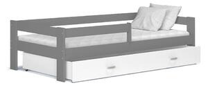 Dětská postel se šuplíkem HUGO V - 160x80 cm - bílo/šedá