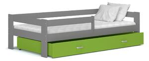 Dětská postel se šuplíkem HUGO V - 160x80 cm - zeleno-šedá