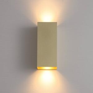 Searchlight Nástěnné světlo London Square, zlatá barva, výška 15 cm, 2 svítidla., stmívatelný, Mosaz / zlato, Obývací pokoj / jídelna, Hliník, Moderní