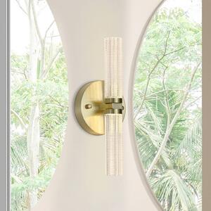Searchlight LED koupelnové světlo nástěnné Aberdeen, výška 34 cm, mosazná barva, 2 svítidla., stmívatelný, Mosaz / zlato, Koupelna, kov