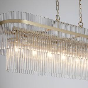 Searchlight Závěsné světlo Lara, délka 98 cm, zlatá/čirá, sklo/kov, stmívatelný, Mosaz / zlato, Obývací pokoj / jídelna, Sklo
