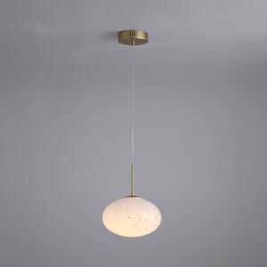 Searchlight Závěsné světlo LED Confetti, Ø 25 cm, zlatá/bílá, sklo, stmívatelný, Mosaz / zlato, Obývací pokoj / jídelna, Sklo, Moderní
