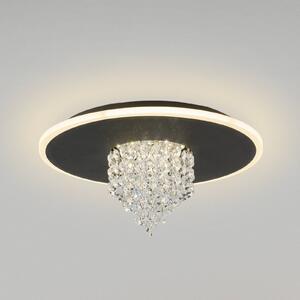 Searchlight LED stropní svítidlo Deluge, černé, Ø 32 cm, kov/akryl, stmívatelný, Černá, Obývací pokoj / jídelna, kov