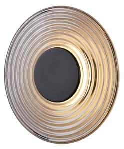 Searchlight LED nástěnné světlo Cleo, kouřově šedá/matná černá, Ø 30 cm, sklo, stmívatelný, Hliník / šedá / zinek, Obývací pokoj / jídelna, Sklo, Moderní
