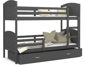 Dětská patrová postel se šuplíkem MATTEO - 190x80 cm - šedá