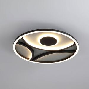 Searchlight LED stropní svítidlo Zendisc, motiv půlkruh, Ø 39 cm, černé, stmívatelný, Černá, Obývací pokoj / jídelna, kov, Moderní