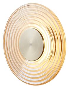 Searchlight LED nástěnné světlo Cleo, jantarová/mosazná barva, Ø 30 cm, sklo, stmívatelný, Krémová / jantar, Obývací pokoj / jídelna, Sklo, Moderní