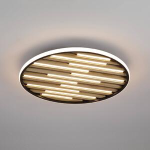 Searchlight LED stropní svítidlo Equalise, Ø 49 cm, černá/světle hnědá, kov, stmívatelný, Černá, Obývací pokoj / jídelna, kov