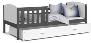 Dětská postel se šuplíkem TAMI R - 200x90 cm - bílo-šedá