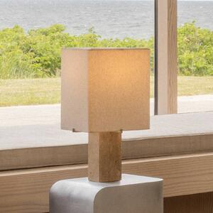 Audo Copenhagen Stolní lampa Nonna, travertinová/písková barva, výška 49 cm, Krémová / jantar, Obývací pokoj / jídelna, Textil / tkanina / hedvábí, Design
