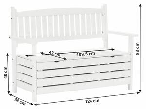 TEMPO Zahradní lavička, bílá, 114cm, DILKA