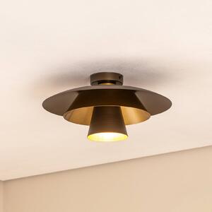 Luminex Stropní světlo Plato, titanová/zlatá, kov, Ø 38 cm, E27, stmívatelný, Hliník / šedá / zinek, Obývací pokoj / jídelna, kov, Moderní