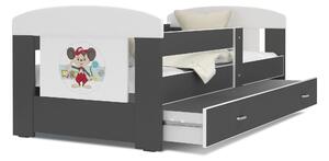 Dětská postel se šuplíkem PHILIP - 140x80 cm - šedá/mišák