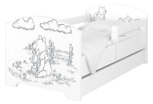 Dětská postel Disney - MEDVÍDEK PÚ - Black and White 140x70 cm
