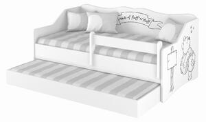 Dětská postel s přistýlkou LULLU 160x80cm - Black and White