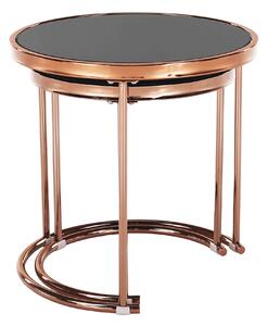 Set 2 konferenčních stolků MORINO, rose gold chrom růžová/černá