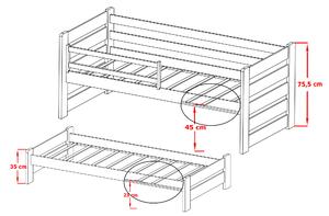 Dětská postel 80 cm SIMO (s roštem a úl. prostorem) (borovice). 1012996