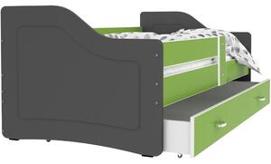 Dětská postel se šuplíkem SWEET - 140x80 cm - zeleno-šedá