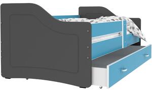 Dětská postel se šuplíkem SWEET - 140x80 cm - modro-šedá