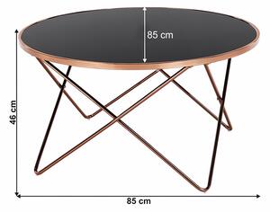 Konferenční stolek ROSALO, rose gold chrom růžová/černá