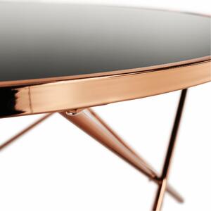 Konferenční stolek ROSALO, rose gold chrom růžová/černá