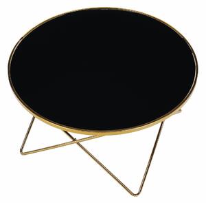 Konferenční stolek ROSALO kov gold chrom zlatá, sklo černé