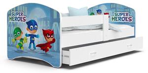 Dětská postel LUCY se šuplíkem - 140x80 cm - SUPER HEROES