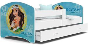 Dětská postel LUCY se šuplíkem - 140x80 cm - OCEAN PRINCESS