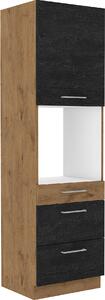 STOLARz 60 cm skříňka vysoká 1D3SZ na vestavnou troubu VIGO Barevné provedení kuchyně VIGO: Dub Lancelot / Dark Wood
