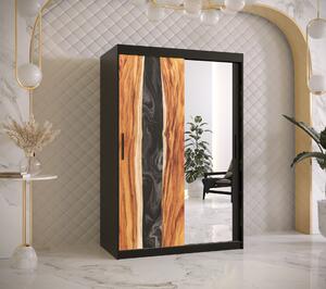 Šatní skříň Zivela 2 se zrcadlem, 120cm, černá/pryskyřice
