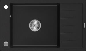 Mexen Elias 1-miskový granitový dřez s krátkým odkapávačem 795 x 480 mm, Černá