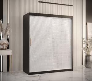 Šatní skříň Abi Riflo Slim Jodelka 1 Barva korpusu: Černá, Rozměry: 150 cm, Dveře: Bílá - bez zrcadla