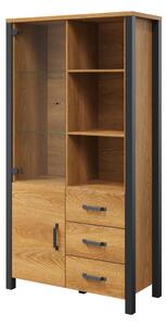 Vitrína Olin 13 101 cm se zásuvkami - dub karmel / černá supermat - Oferta Limitowana