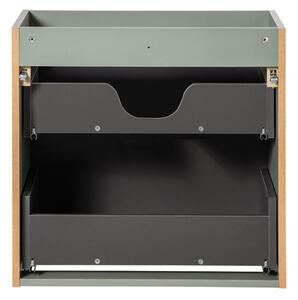 Comad Závěsná skříňka Line Reed Green Beyond s deskou a umyvadlem 80 cm zelená/dub casella