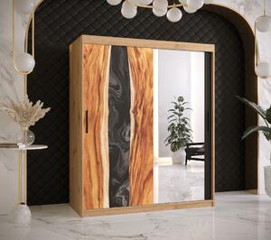 Šatní skříň Abi Zywica 2 Barva korpusu: Černá, Rozměry: 200 cm, Dveře: Zywica + zrcadlo