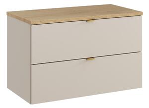 Comad Závěsná skříňka pod umyvadlo Dalia Cashmere Nordic s deskou 80 cm kašmírová/dub cremona