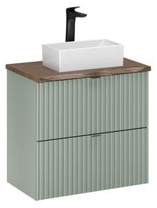 Comad Závěsná skříňka Line Reed Green Gaja s deskou a umyvadlem 60 cm zelená/dub casella