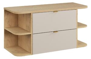 Comad Závěsná skříňka pod umyvadlo Dalia Cashmere Ovalia s deskou 100 cm kašmírová/dub cremona