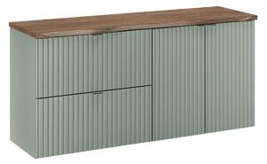 Comad Závěsná skříňka pod umyvadlo Line Reed Green s deskou 120 cm zelená/dub casella