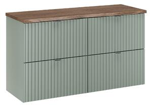 Comad Závěsná skříňka pod umyvadlo Line Reed Green s deskou 100 cm zelená/dub casella