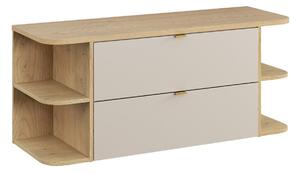 Comad Závěsná skříňka pod umyvadlo Dalia Cashmere Ovalia s deskou 120 cm kašmírová/dub cremona